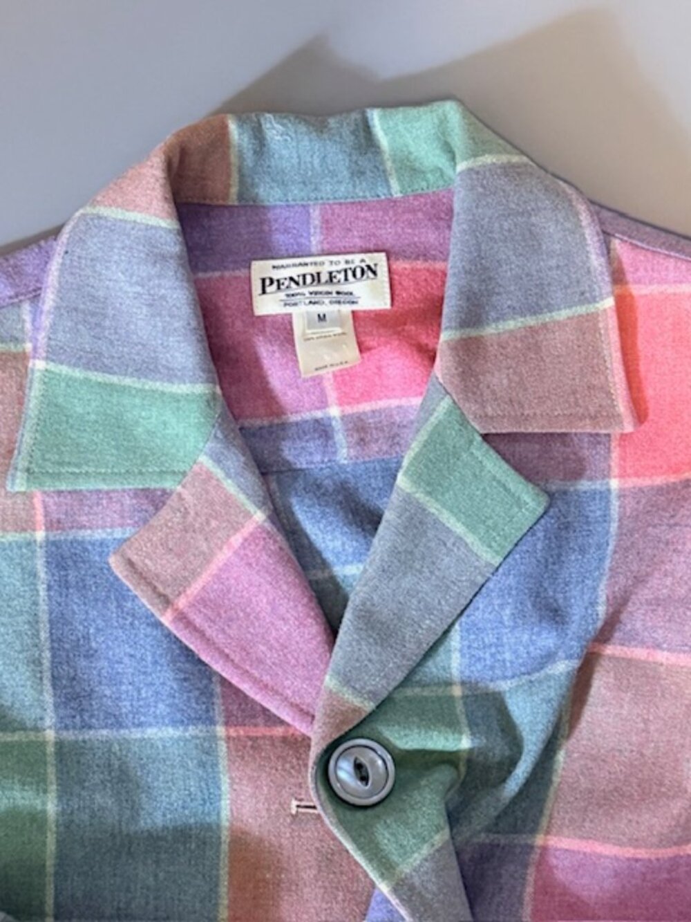 Vintage Womens Pendleton Button Down Virgin Wool Shirt Medium M Flannel Long OR